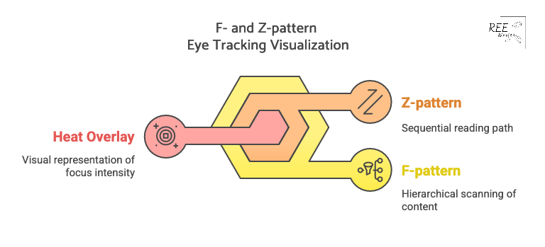 Diagram showing how to track eye movements in an F- or Z-pattern