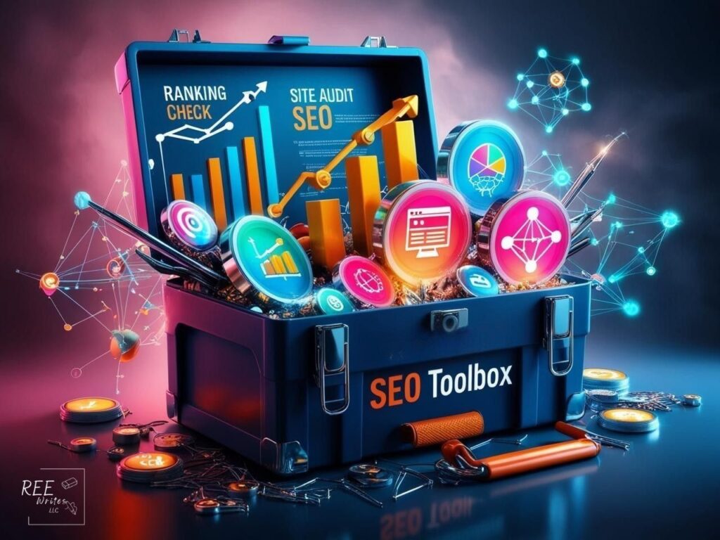 Toolbox with different SEO monitoring icons