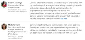 Testimonials from Sofas Dance Theatre