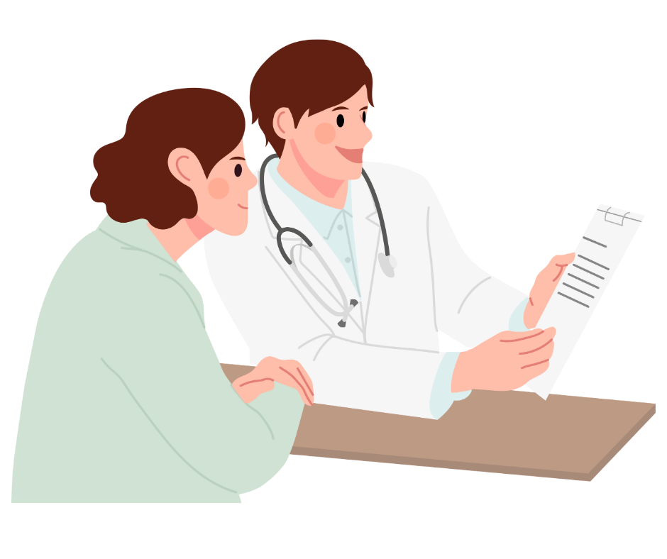 Doctor and patient looking at paper