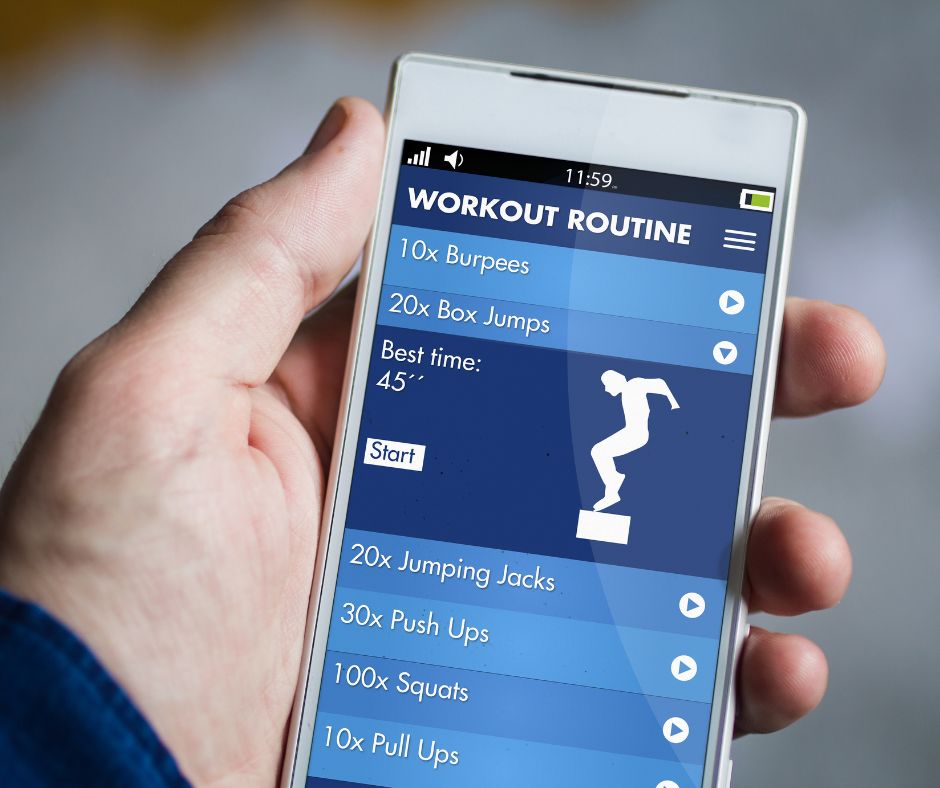 Workout routine on an app