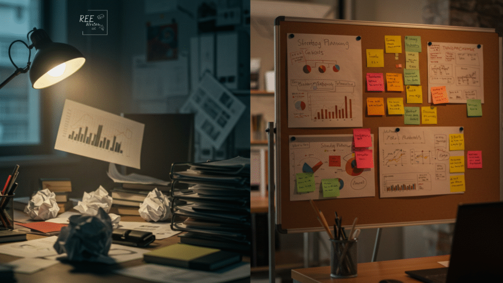 Scattered papers vs organized planning board